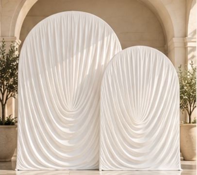 Essential package: two ivory draped arches